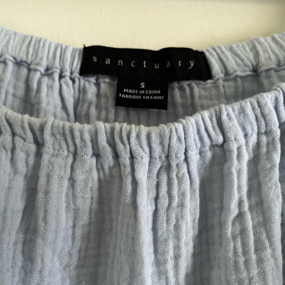Blue Gauze Square-Neck Blouse - Picture 2 of 5